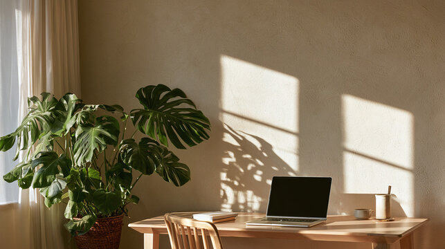Aesthetic quiet home office setup.
