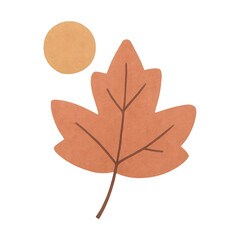 Fototapeta premium PNG Autumn leaf with sun illustration.