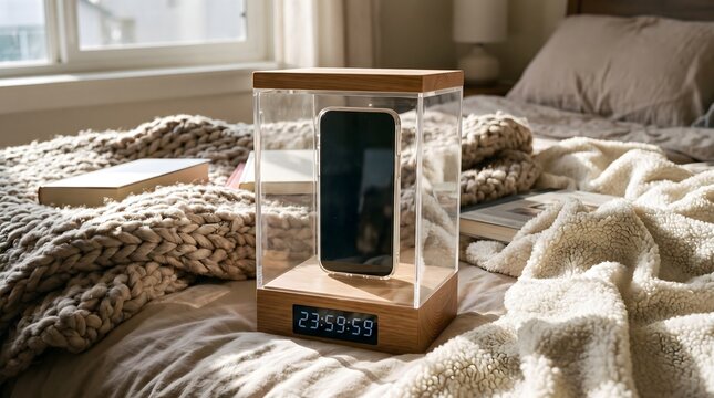 Smartphone Locked in Timed Box for Digital Detox