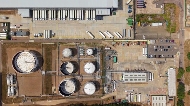 Top Down Aerial View of Fuel Oil Storage Depot and Logistics Distribution Centre in Hemel Hempstead UK
