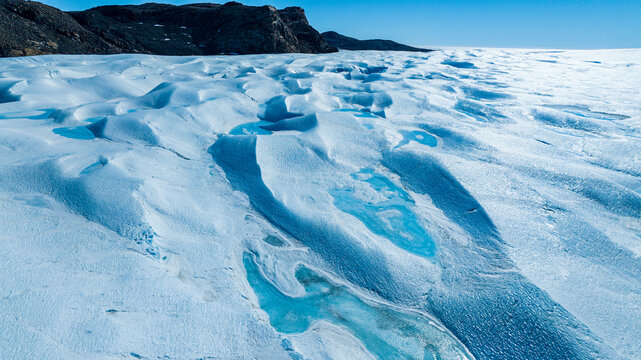 Aerial of frozen ice waves, Queen Maud Land, Antarctica