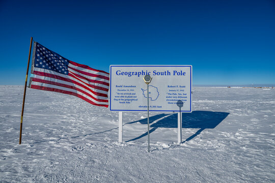 Signpost of the Geographic South Pole, Antarctica