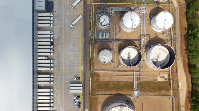Top Down Aerial View of Fuel Oil Storage Depot and Logistics Distribution Centre in Hemel Hempstead UK