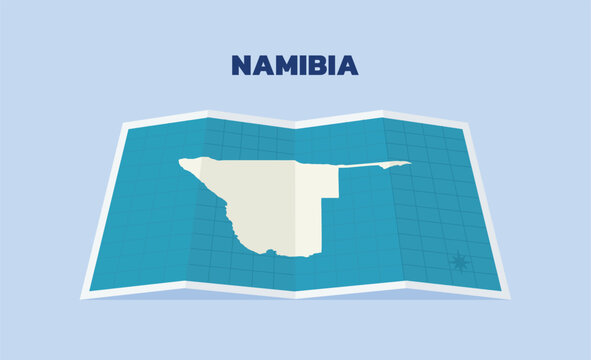 Namibia Folded Paper Map with Country Silhouette for Travel Navigation and Geographic Location Illustration