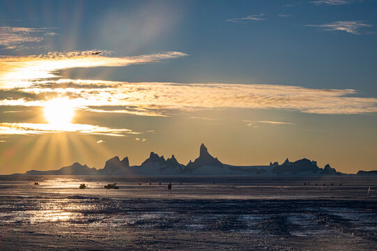 Sunset at Wolf's Fang Runway, Queen Maud Land, Antarctica