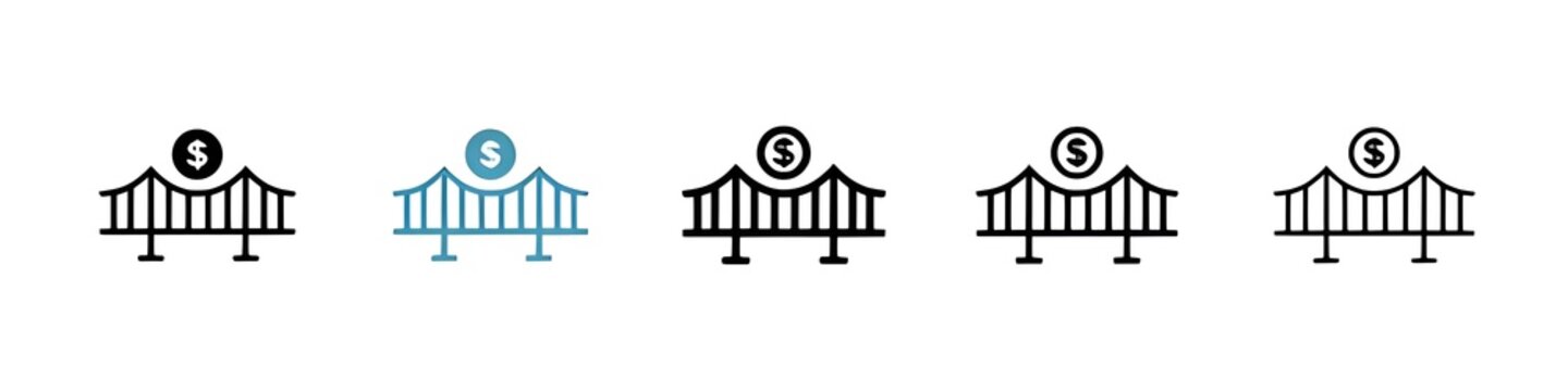 Bridging loan line icon vector set. Thin line customizable illustration. Contour symbol. Vector isolated outline drawing. Editable stroke