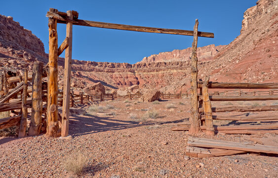 Old corral from pioneer days located in the wilderness area of Vermilion Cliffs National Monument in Arizona