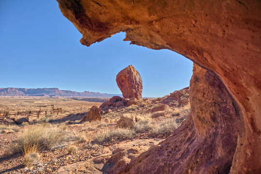 Hollowed boulder formed by erosion at Vermilion Cliffs National Monument in Arizona