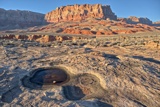 View of Paria Plateau from Soap Creek Mesa at Vermilion Cliffs National Monument in Arizona during early morning light
