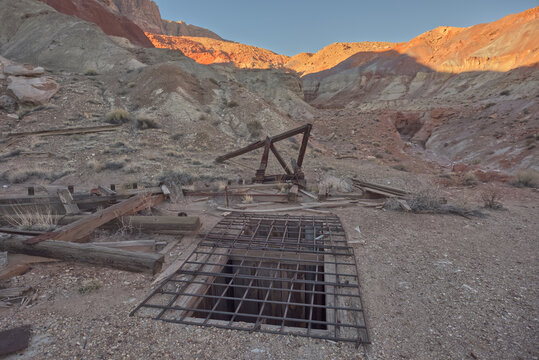 Abandoned Sun Valley Mine in Arizona with remnants of uranium extraction from the 1950s