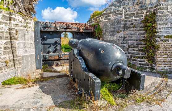 Historic Alexandra Battery features a 9 inch RML gun protected by original Gibraltar Shield installed in 1869 in Bermuda