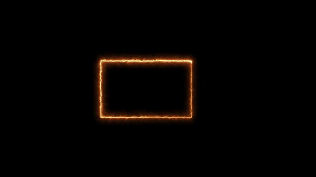 Fiery orange glowing rectangular border frame with rough textured edges on solid black background