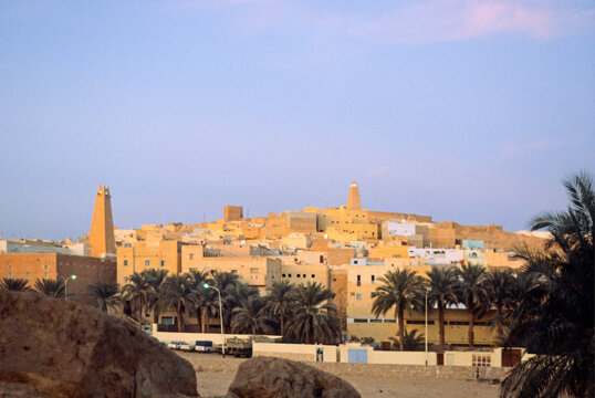 Exploring the architecture and landscape of Ghardaia in Mzab valley during sunset
