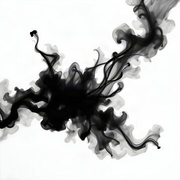 Black Sumi Ink Diffusion in Clear Water Minimalist Abstract Background