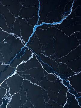 Black Marble with Electric Blue Mineral Veins Luxury Abstract Stone Background