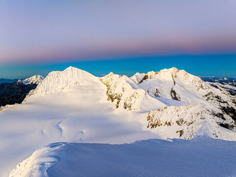 Snowy peaks of Piz Zupo and Piz Bernina, Engadin, Graubunden, Switzerland