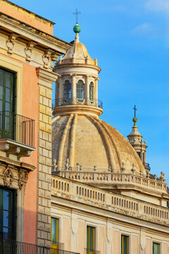 View of the dome of Badia di Sant'Agata church, Catania, Sicily, Italy