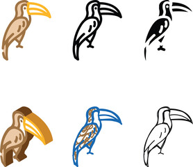 Naklejka premium toucan bird color icon vector. toucan multistyle bird sign. isolated symbol illustration