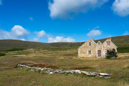 The uninhabited missionary settlement of Keppel Island, Falkland Islands
