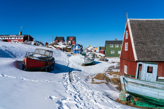 Colorful houses in spring, Sisimiut, Greenland