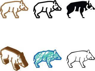 Naklejka premium boar animal stylized color icon vector. boar animal sign. isolated symbol illustration