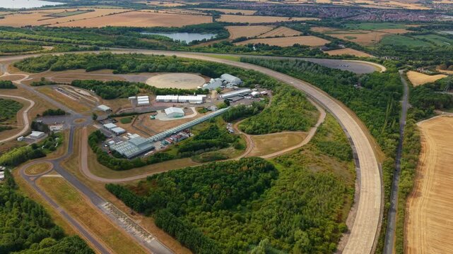 Aerial View of Millbrook Proving Ground Vehicle Test Track Facility in Bedfordshire UK