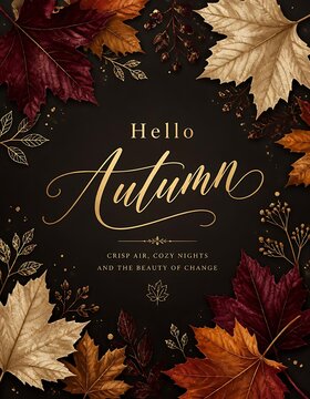 Hello autumn background with leaves