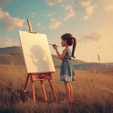 junior artist at work in the sunset 