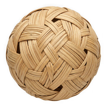 A traditional woven rattan takraw ball used for sports isolated on transparent background