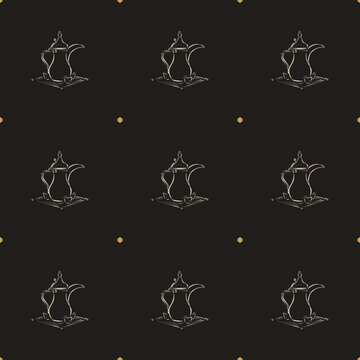 Diriyah Inspired Series: small coffee pot motif seamless pattern in Diriyah night
