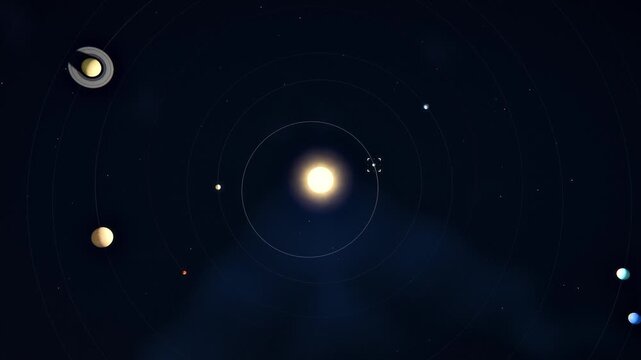 Planet Mercury Orbiting Sun with UI Tracking Reticle