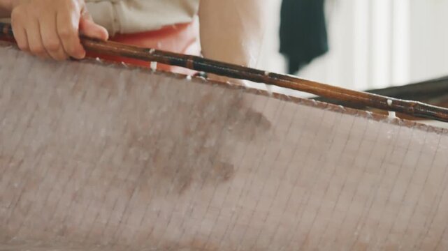  Xuan Paper Making - Couching Wet Sheet onto Stack 4K