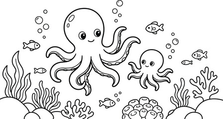 Dive into the deep blue sea a fun and educational octopus coloring adventure for kids of all ages © monoara begum