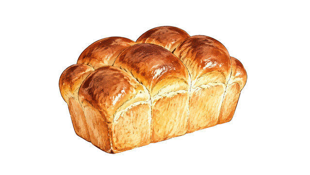 Watercolor illustration of a golden pull apart bread loaf