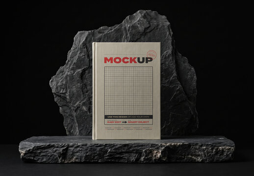 Cover Book Mockupon Stone Pedestal