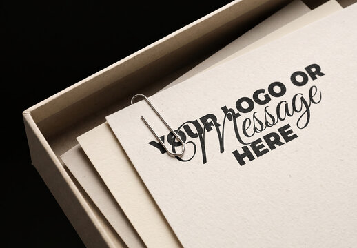 Page Clipped inside Box Branding Logo Design Mockup