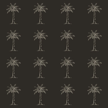 Diriyah Inspired Series: date palm half drop seamless pattern in Diriyah night