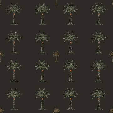Diriyah Inspired Series: nested date palm grid seamless pattern in Diriyah night