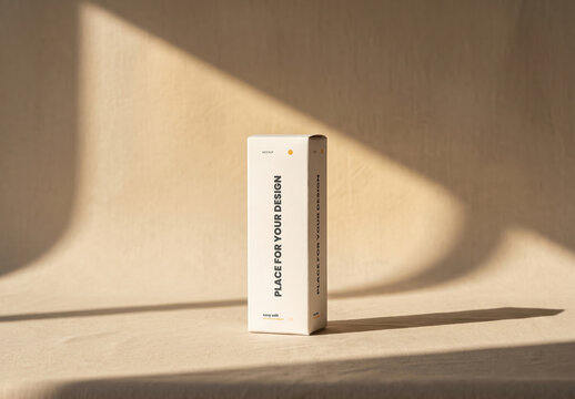 Vertical Packaging Box on Table Infinit Background