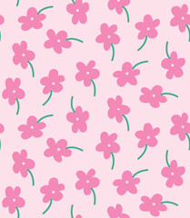 Obraz premium seamless pattern with pink Daisy flower isolated pink background 