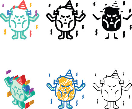 party monster alien color icon concepts vector. party monster alien sign. isolated symbol illustration