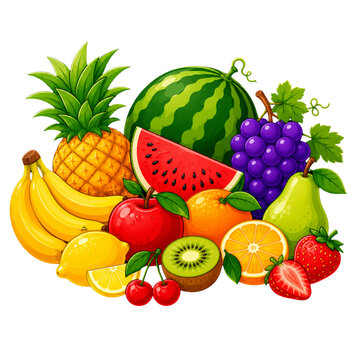Colorful Fresh Fruit Collection Vector Illustration