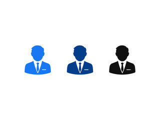 Fototapeta premium Professional businessman avatar icons in blue and black colors for corporate profile design.
