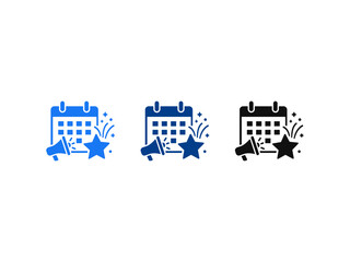 Fototapeta premium Event Marketing Calendar Icons with Megaphone and Star Symbols for Promotion Planning.