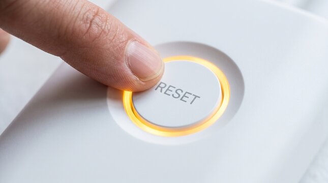 Finger pressing illuminated reset button
