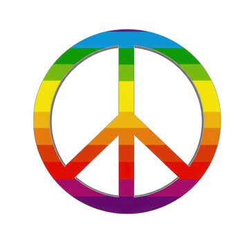Rainbow peace sign symbol isolated on transparent background