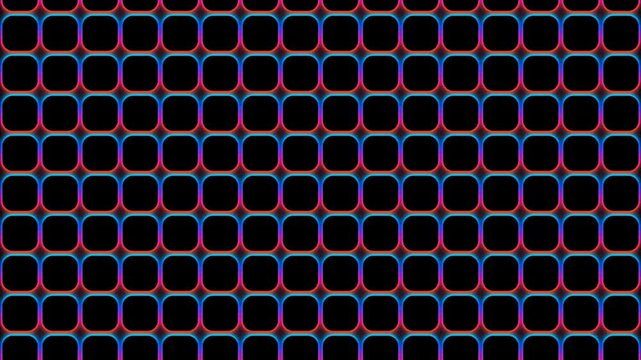 Abstract neon grid background with glowing rounded square pattern