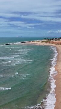 Panoramic Aerial of Beach, Cliffs and Dunes, Canoa Quebrada