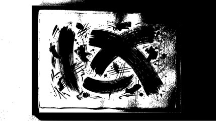 Obraz premium Abstract black ink curved brush stroke paint texture vector illustration