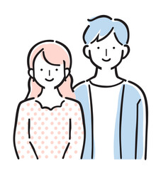 Obraz premium 夫婦のイラスト シンプルカラー カップル・男女・家族
